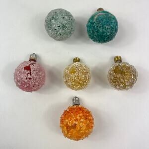 GE Ice Frosted Sugar Round Bulbs Set Of 6 Multicolor C7 Vintage Untested